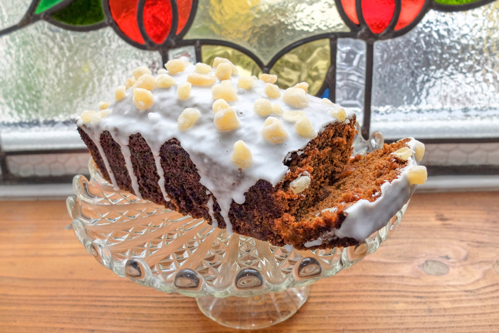 fresh ginger cake with frosting