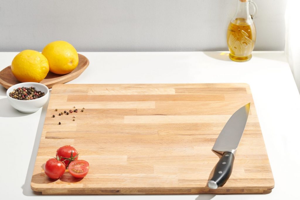 cutting board with knife