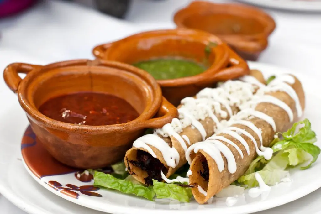 taquitos with sauces