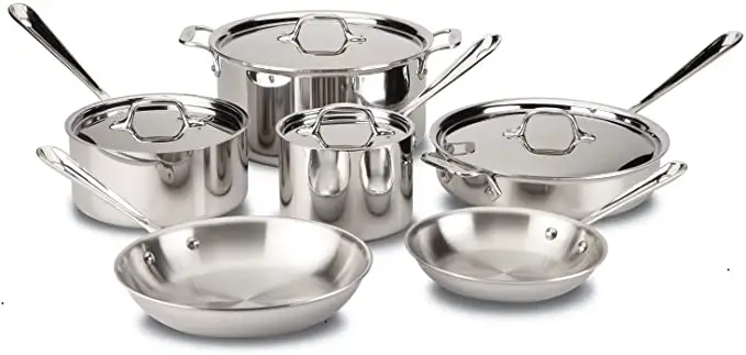 ALL-CLAD D3 TRI-PLY STAINLESS STEEL 10-PIECE COOKWARE SET