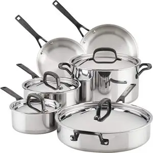 KITCHENAID 5-PLY CLAD STAINLESS STEEL 10-PIECE COOKWARE SET