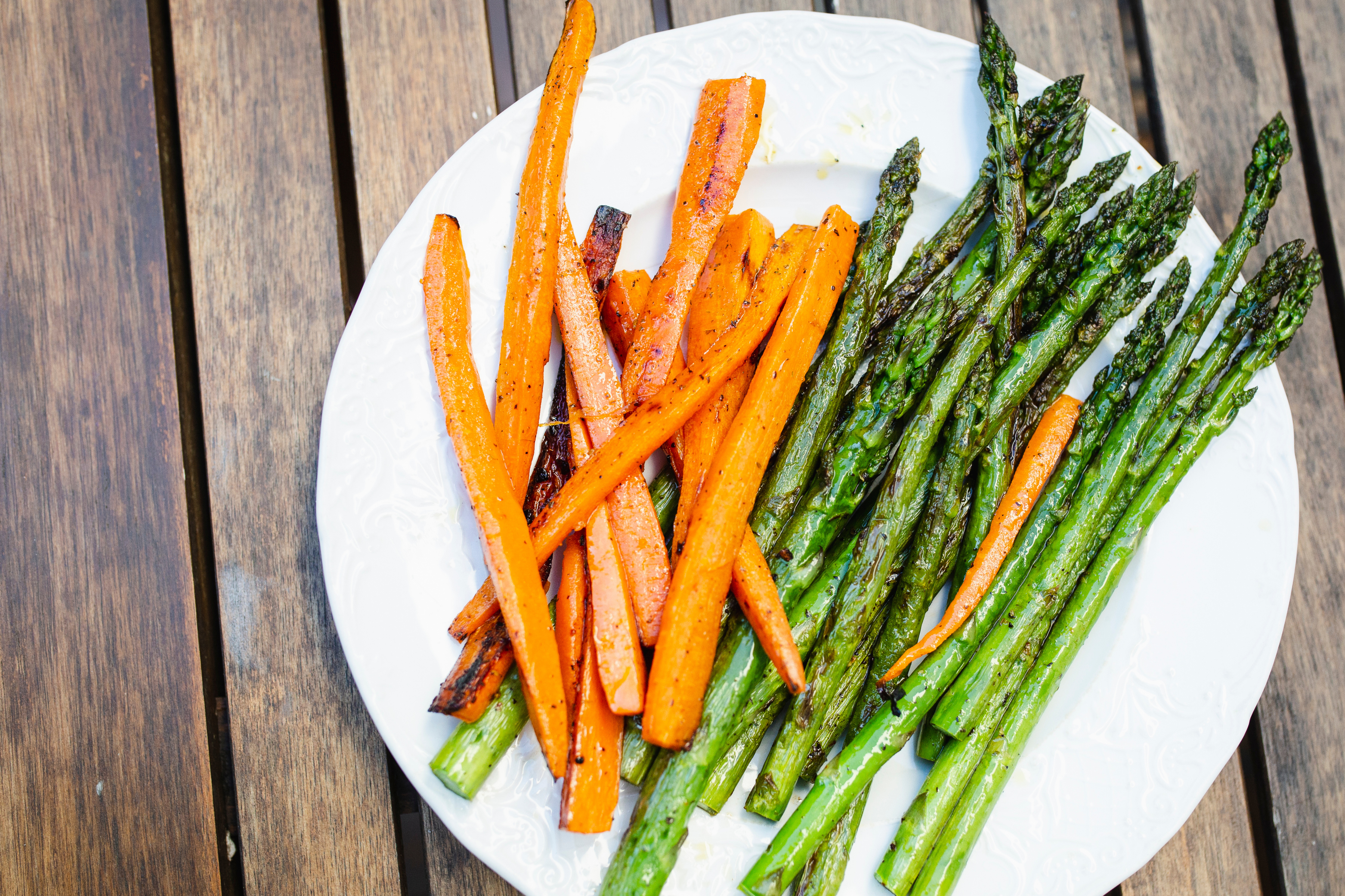 roasted asparagus and carrots