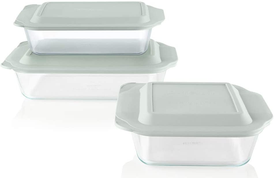 PYREX Glass Deep Baking Dish Set with Lids