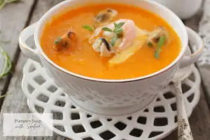 Pumpkin Soup with Seafood
